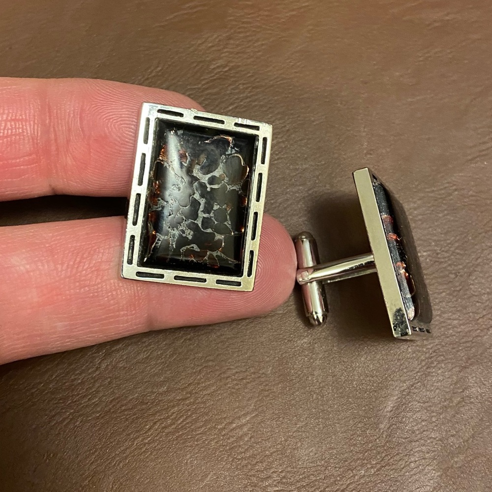 Large Vintage Silver & Dark color cufflinks